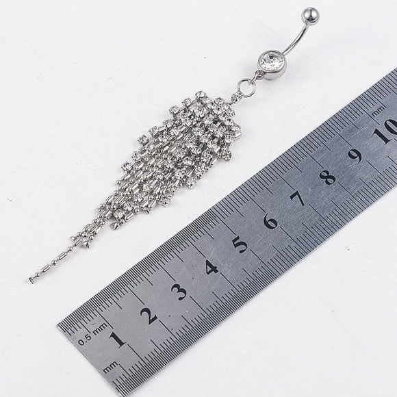 ☀️NEW DANGLING CZ DIAMOND NAVEL RING - Picture 6 of 6